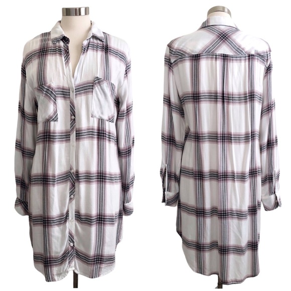 cloth & stone Tops - Cloth & Stone | Plaid Button Up Tunic Top